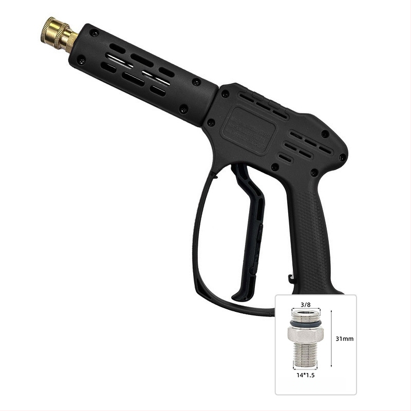 Κεφαλή πιστόλι υψηλής πίεσης για πλύσιμο αυτοκινήτων – σώμα από πλαστικό; σύνδεση από χαλκό; ακροφύσιο από κράμα; λαβή τύπου δαχτύλου; τύπος ψεκασμού: φυσητή/ροή νερού