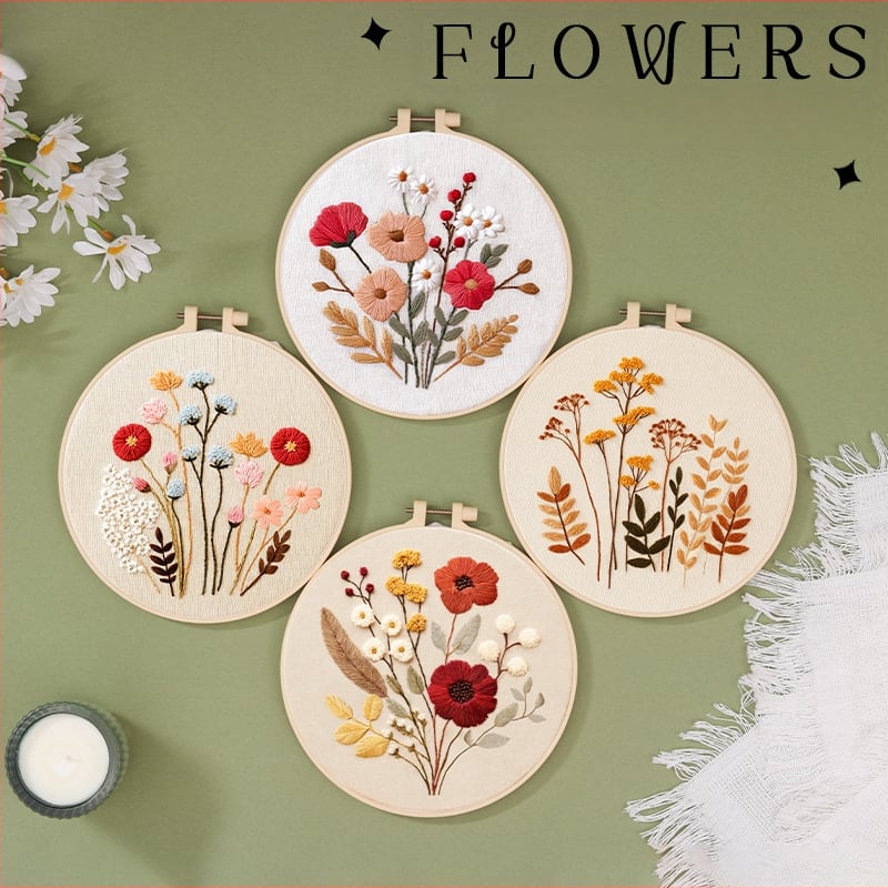 Kit DIY de broderie florală – set de broderie din bumbac, cu modelele Suzhou și Xiang, cusături în cruce