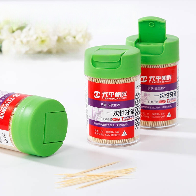 Bambuko dantų krapštukai, vienkartiniai, dvigubomis galvutėmis – dėžutėje, nešiojami