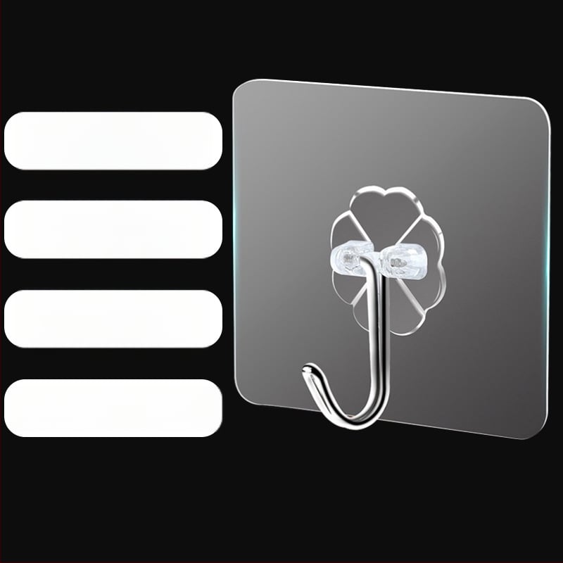 Plastični zidni vješak s višerednim kukicama za kuhinju, bez bušenja, bez tragova instalacije