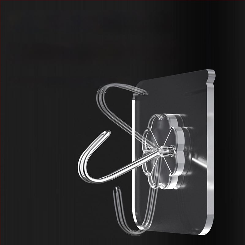 Plastični zidni vješak s višerednim kukicama za kuhinju, bez bušenja, bez tragova instalacije