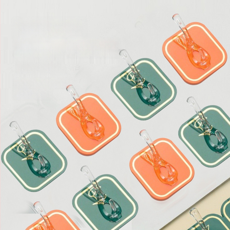 Plastični zidni vješak s višerednim kukicama za kuhinju, bez bušenja, bez tragova instalacije