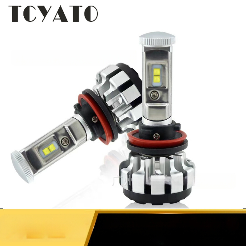 TCYATO T1S LED prednja svjetla za auto H7, H11 i 9005 s LED diodama i vlastitom lećom, aluminijska legura, 12–24V