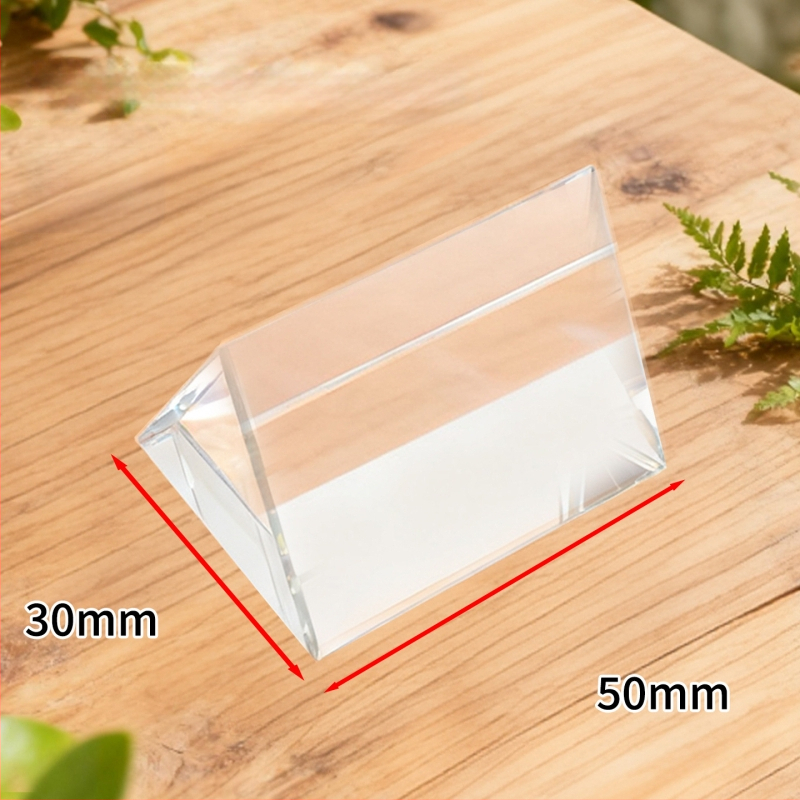 Optikai prizma fizika kísérletekhez: törés és diszperzió, K9 modell, üveg-plasztik kivitel