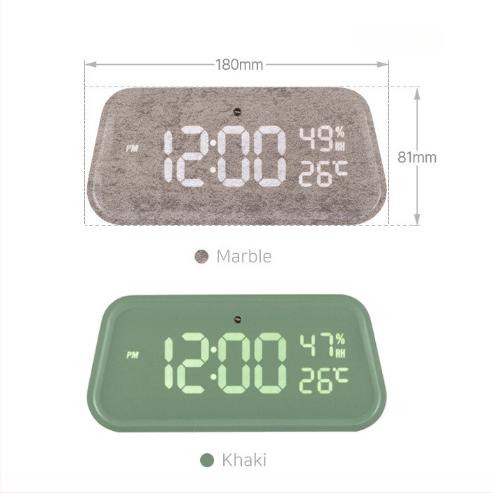 Ξύλινο LED ρολόι με φωνητικό έλεγχο, θερμόμετρο, υγρασιόμετρο και ημερολόγιο