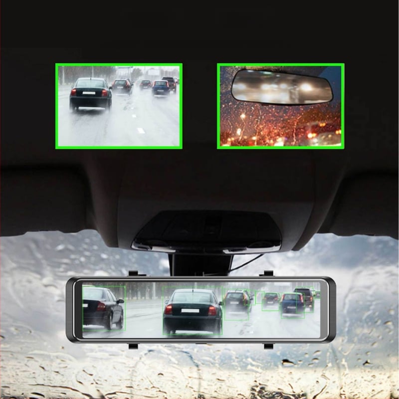 Palm 12-inčni auto-dashcam s punim zaslonom, streaming, zvjezdano noćno vidno, zaslon pri vožnji unatrag na cijelom zaslonu, cikličko snimanje, 1080p