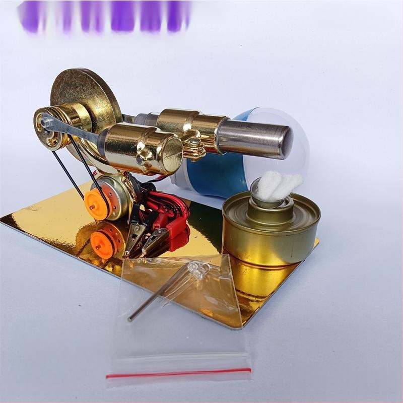 Stirlingi mootori mängumudel, metallkonstruktsiooniga, sobiv 61+ vanusele, hariv aurumasina demonstratsioon