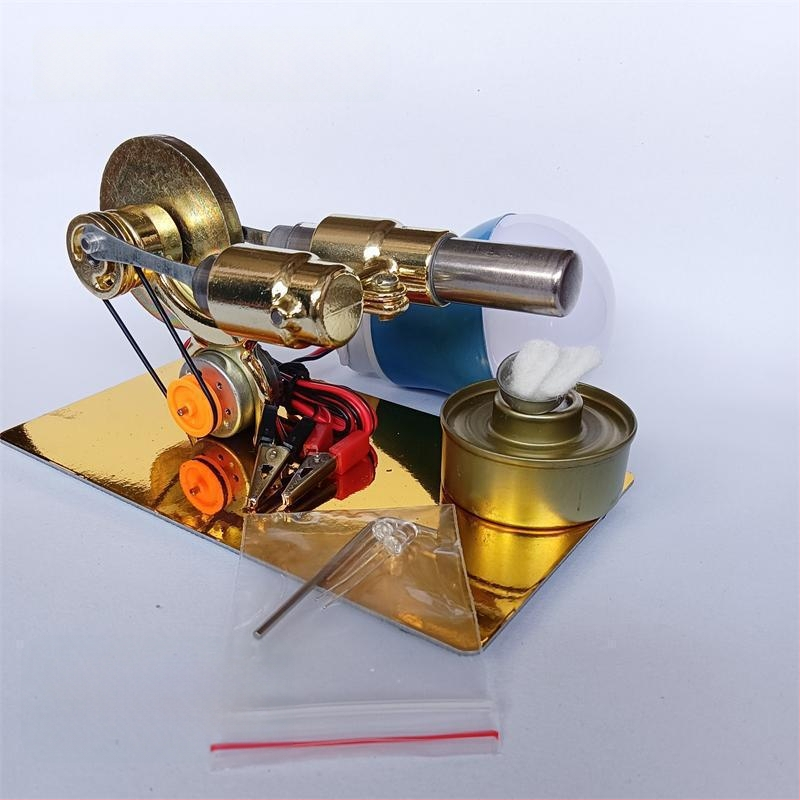 Stirlingi mootori mängumudel, metallkonstruktsiooniga, sobiv 61+ vanusele, hariv aurumasina demonstratsioon