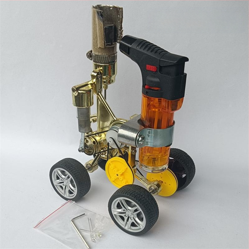 Stirlingi mootori mängumudel, metallkonstruktsiooniga, sobiv 61+ vanusele, hariv aurumasina demonstratsioon