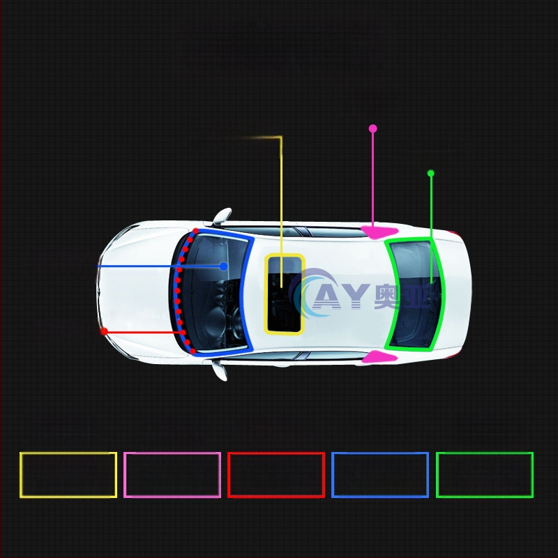 Zaptivni trak za automobilsku sunčanu krovnu i prednje staklo, vodootporan, otporan na prašinu i zvučnu izolaciju.