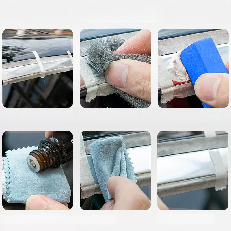 Σετ επανόρθωσης χρωμιωμένων λωρίδων παραθύρων αυτοκινήτου – Quick cat, abrasive + sealant, διάρκεια ζωής 3 χρόνια, κωδικός προϊόντος Chrome refurbishing agent kit, καθαριστικό αφρού αυτοκινήτου