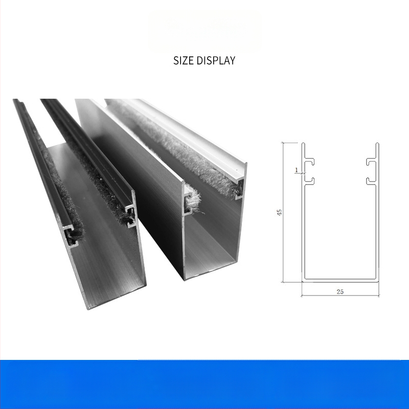 6063 aluminijski kanal za rolete, tiho ekstrudirani profil, kanal za zasjenjivanje, dimenzije 2,5×4,5, jedan otvor