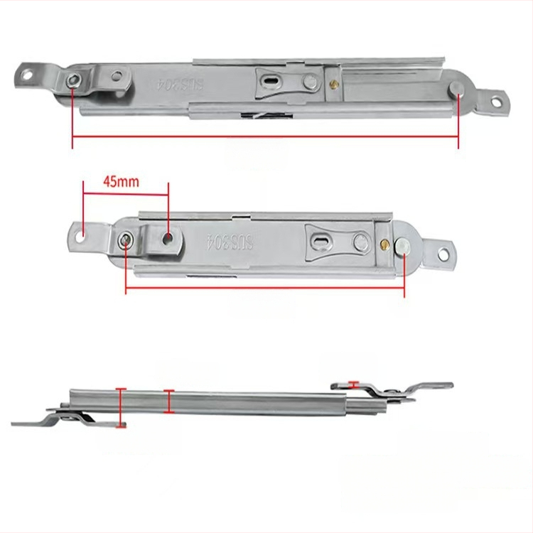 Telescopic wind brace pentru ferestre cu deschidere spre exterior, din oțel inoxidabil 304, compatibil cu pereți cortină
