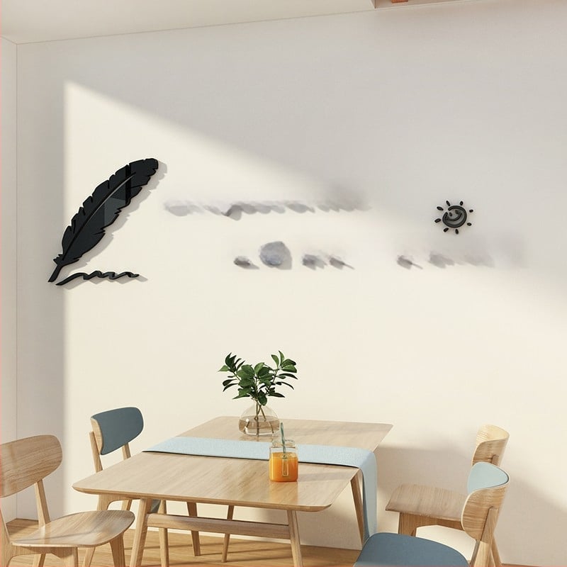 3D τοίχος αυτοκόλλητο-πίνακας για εστιατόριο - γεωμετρική αφαίρεση, αδιάβροχο, υλικό: πλαστικό, μοντέρνο μινιμαλιστικό στυλ