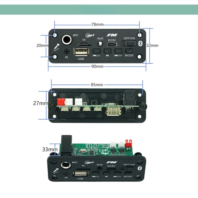 Bluetooth pojačalo ploča s MIC ulazom, izlaz 2x5W, Bluetooth MP3 audio modul.