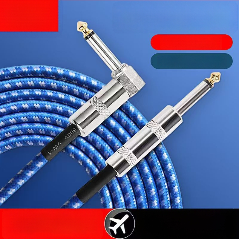 Pleteni gitarni kabel, duljine 3/6/10 m, s redukcijom buke, za električne, akustično-električne gitare i bas.