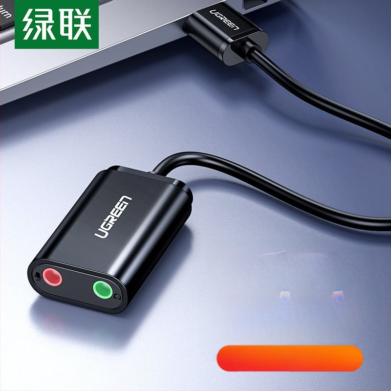 Green Alliance USB εξωτερική κάρτα ήχου για επιτραπέζιους και φορητούς υπολογιστές – μετατροπέας ήχου 2-σε-1 για ακουστικά και μικρόφωνο