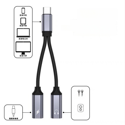 Type-C 1-σε-2 προσαρμογέας ήχου και φόρτισης για ακουστικά και κινητά τηλέφωνα – Android universal