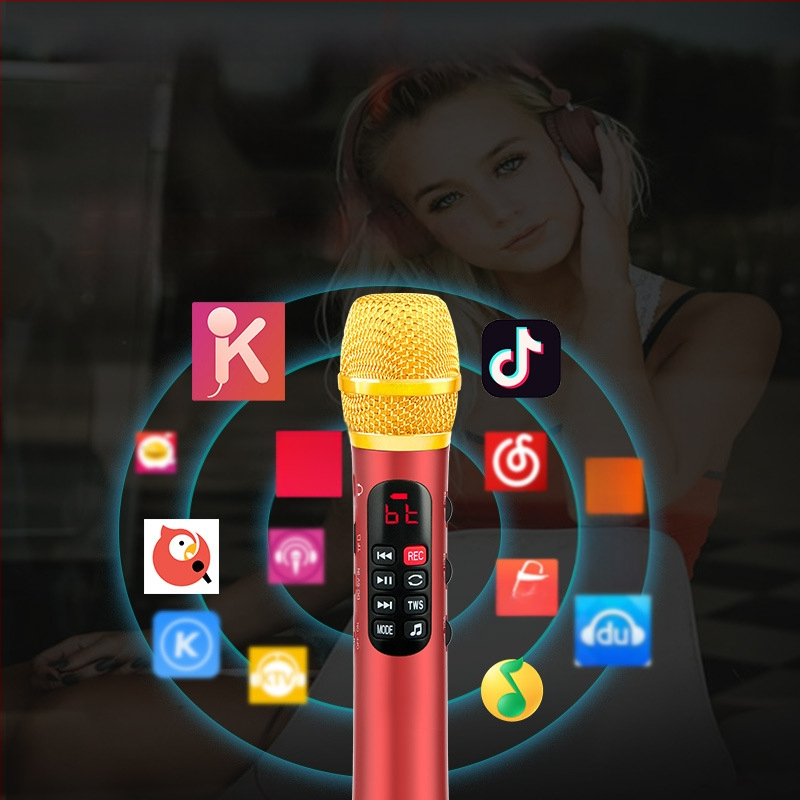 Bluetooth karaoke mikrofon s ugrađenom zvučnom kartom i zvučnikom, ručni mikrofon za prijenos uživo