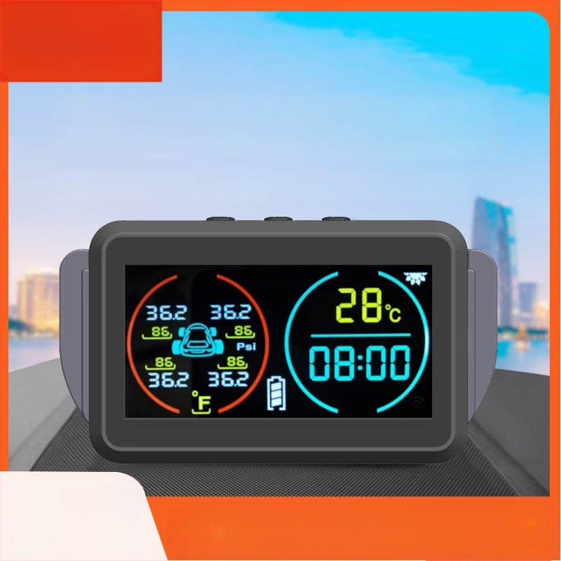 Novi TPMS s prikazom vremena i temperature te monitorom tlaka u gumama, bežični solarni pogon, univerzalno za automobile