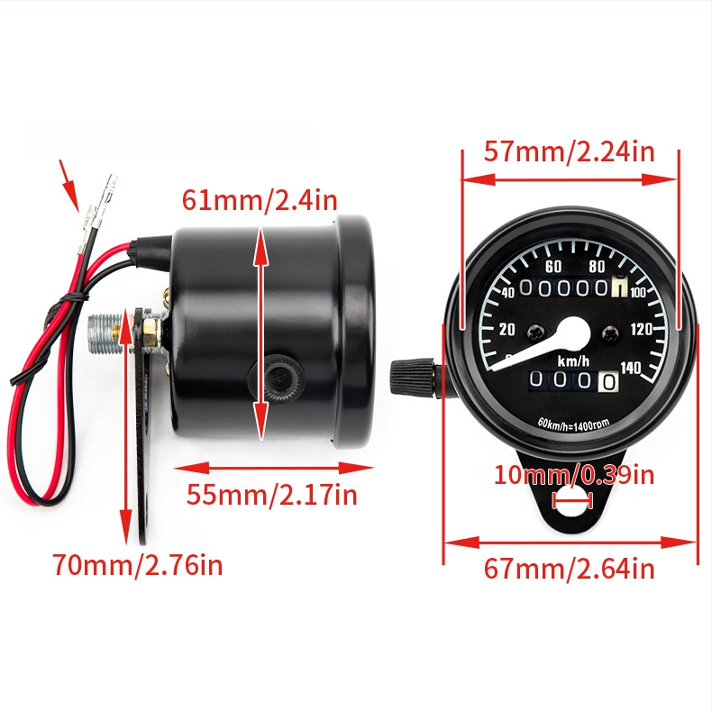 Elektronički tachometar za motocikl s dvostrukim odometrom, LED retro pokazivač, kompaktan mjerni instrument