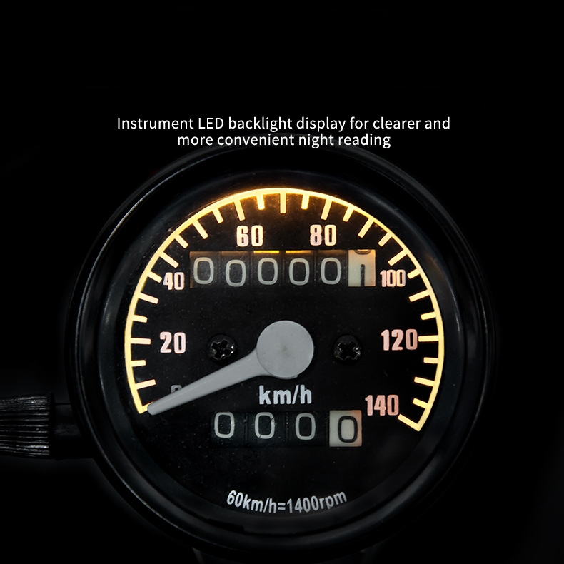Elektronički tachometar za motocikl s dvostrukim odometrom, LED retro pokazivač, kompaktan mjerni instrument