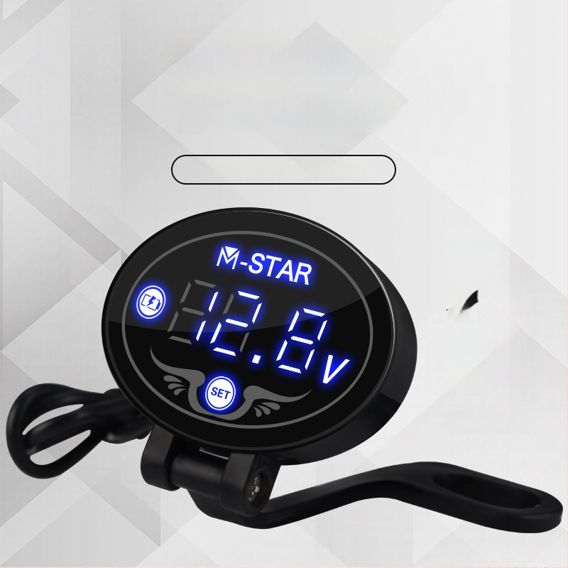 Monitor napona motocikla s LED zaslonom, vodootporni voltmetar i detektor upozorenja napona, 12–24V