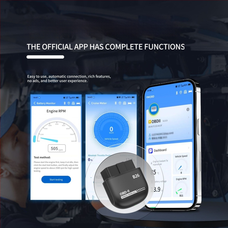OBD Bluetooth automobilni skener za dijagnostiku motora, čitanje i brisanje kodova, Elm327