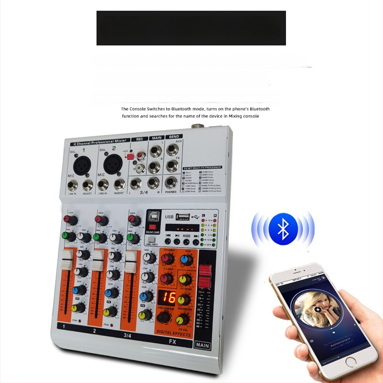 Interfață audio USB cu mixer pentru telefon și PC, cu efecte de înregistrare și reverber, Bluetooth pentru spectacole live