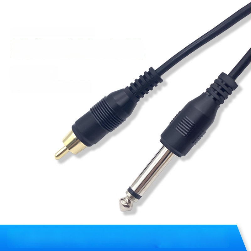 Gitarski kabel 6,35 mm na RCA, zlatno prevučena lotos glava, za glazbene instrumente i miksete, audio kabel, napajanje za tetovažno pero, duljina 2 m