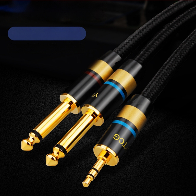 YYTCG audio kabel s 3,5 mm na dva 6,5 mm priključka, dvostruko jezgro s zaštitom, muško–muški za mixer i zvučnik