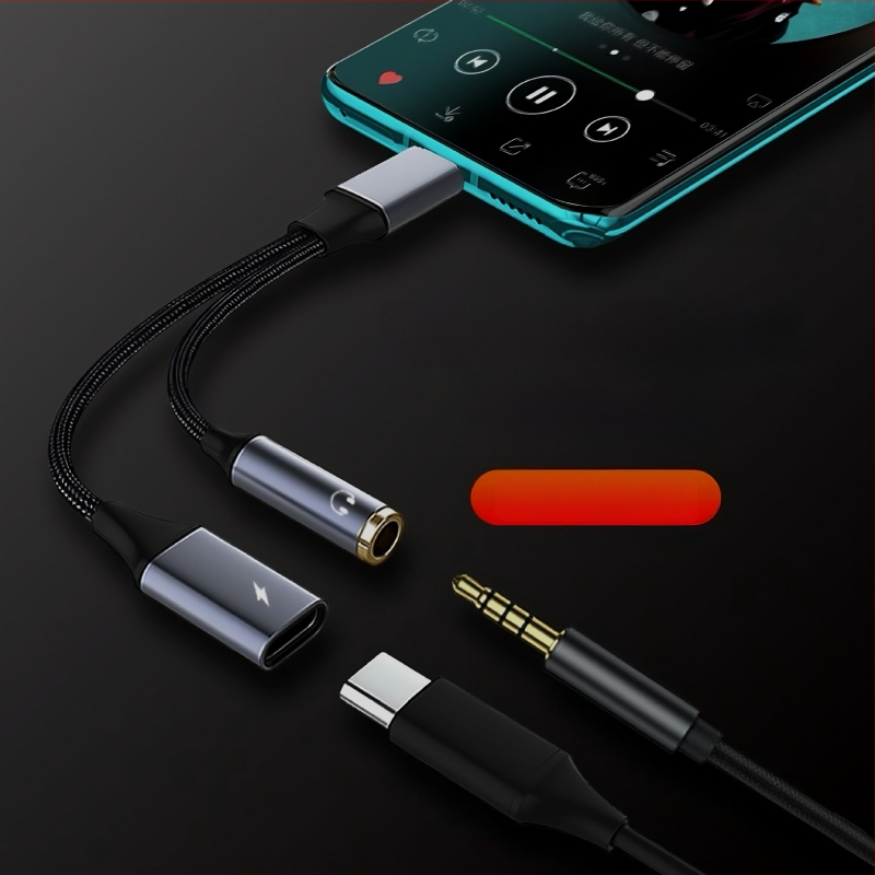 Ακουστικός αντάπτορας 3,5 mm προς Type-C με φόρτιση, μετατροπέας ακουστικών 2-σε-1, συμβατός με Apple, Huawei, Xiaomi, Samsung, Oppo και Vivo