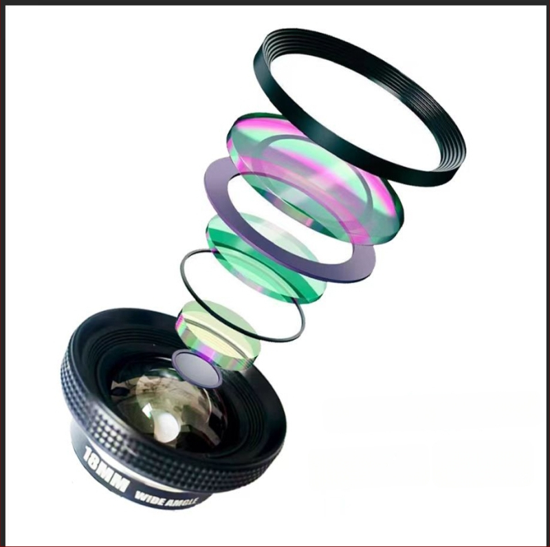 18 mm širokokutni objektiv za pametne telefone, 180° vidno područje, vinjetiranje i izobličenje, za selfije i prijenos uživo