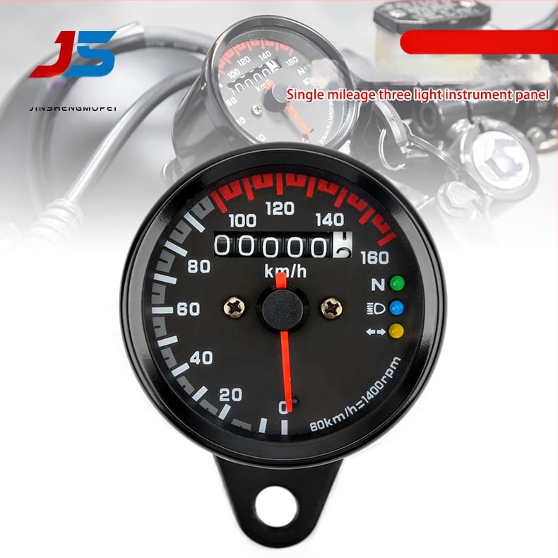 Retro kilometar za motocikl s LED dvobojnim indikatorima, raspon 0–160, 12V