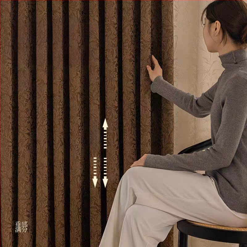 Zavjese s reljefom ruže u francuskom stilu, debeli Chenille jacquard blackout materijal za dnevni boravak, spavaću sobu i radnu sobu