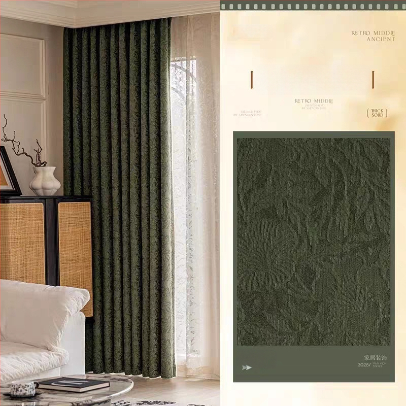 Zavjese s reljefom ruže u francuskom stilu, debeli Chenille jacquard blackout materijal za dnevni boravak, spavaću sobu i radnu sobu