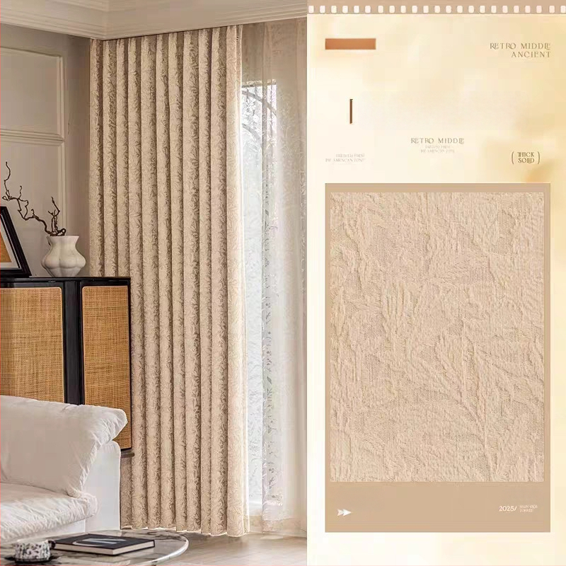 Zavjese s reljefom ruže u francuskom stilu, debeli Chenille jacquard blackout materijal za dnevni boravak, spavaću sobu i radnu sobu