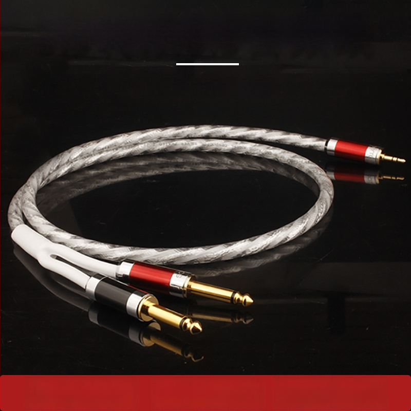 Audio kabel 3,5 mm na dva kraja 6,5 mm, bakar visoke čistoće s slojem srebra, dvostruki vodovi s oklopom, PVC omotač, za audio i video uređaje