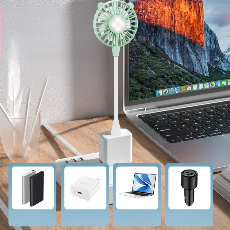 USB stolni ventilator s motorom bez četkica, 6 lopatica, 3 brzine, noćno svjetlo