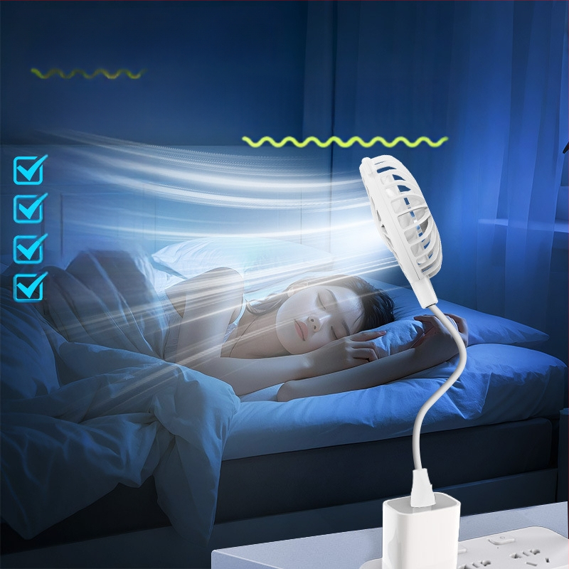 USB stolni ventilator s motorom bez četkica, 6 lopatica, 3 brzine, noćno svjetlo