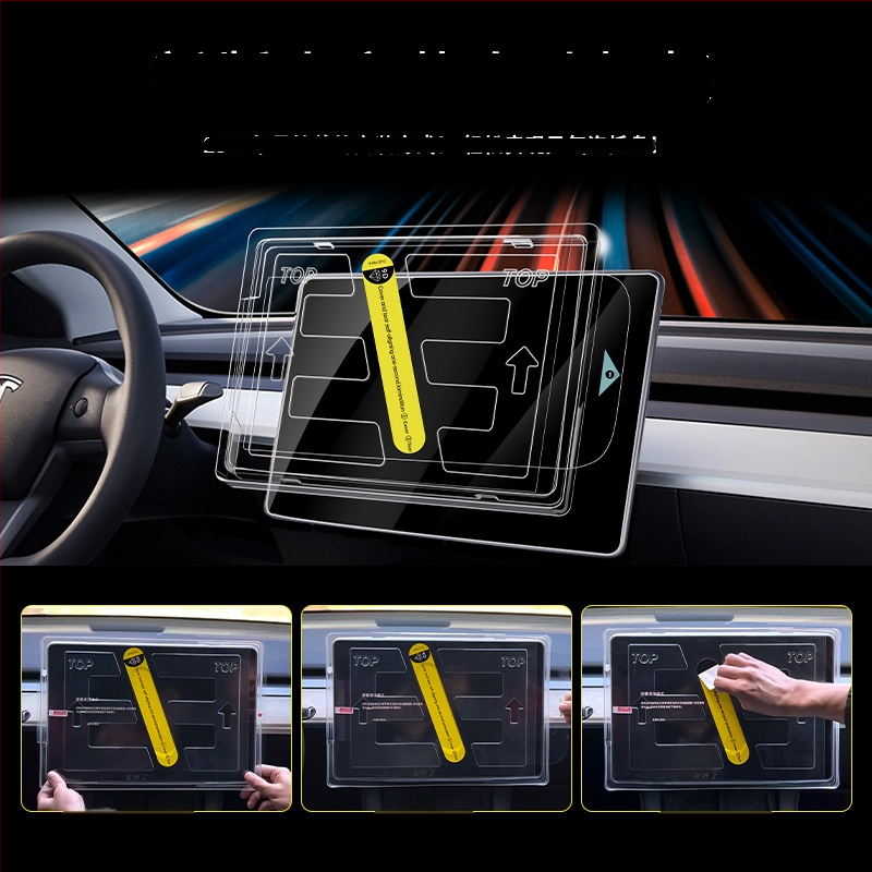 Staklena zaštitna folija za središnji zaslon Tesla Model 3 s alatom za brzu primjenu navigacija 2026. model YL