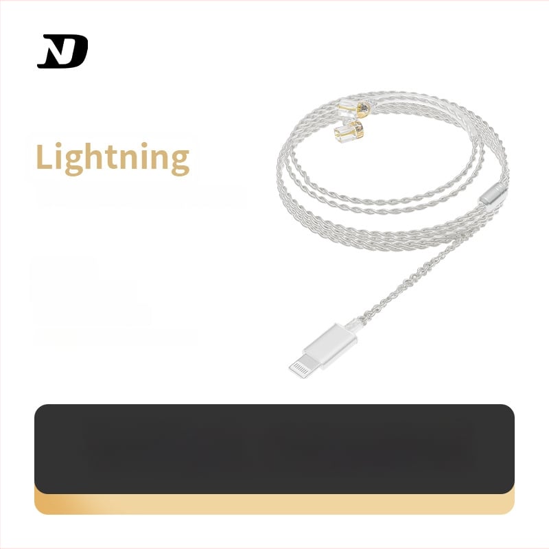 ND D5 bezoksidni bakar s srebrnim jezgrom, MFi potvrđeni Lightning audio kabel za slušalice s dvopinskim konektorom