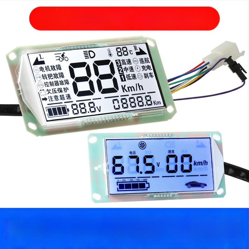 LCD zaslon instrument ploče za električno vozilo, zaslon snage, univerzalni LCD zaslon 48V–72V