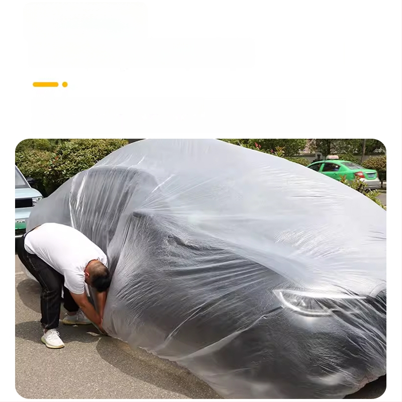 Jednokratno prozirno auto pokrov od PE-a, zaštita od sunca, kiše i prašine, univerzalno, pogodno za sprej-bojenje.