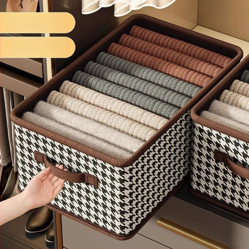 Sklopiva kutija za odlaganje odjeće s uzorkom Houndstooth za kućnu i studentsku upotrebu