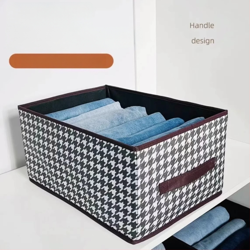 Sklopiva kutija za odlaganje odjeće s uzorkom Houndstooth za kućnu i studentsku upotrebu