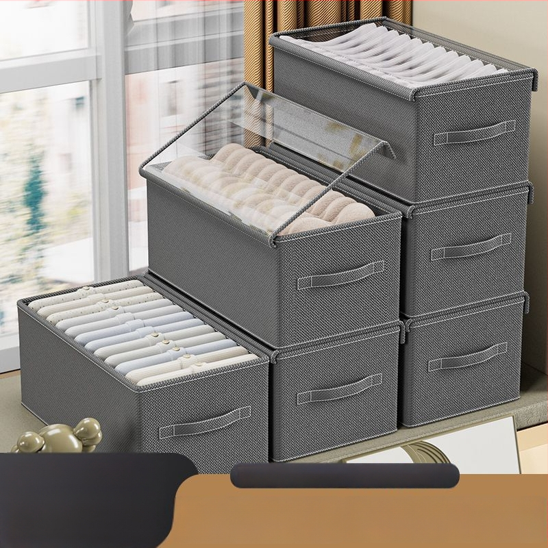 Sklopiva kutija za odjeću s poklopcem, prašinu otporna, garderobni organizator, 26 L, dimenzije 47 × 28 × 20 cm