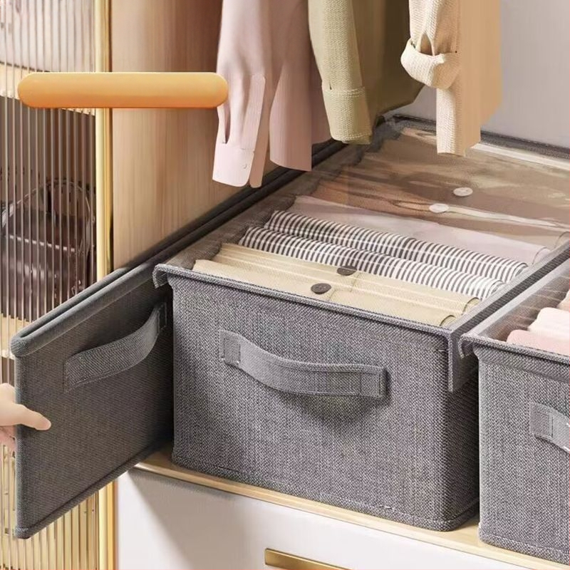 Sklopiva kutija za odjeću s poklopcem, prašinu otporna, garderobni organizator, 26 L, dimenzije 47 × 28 × 20 cm