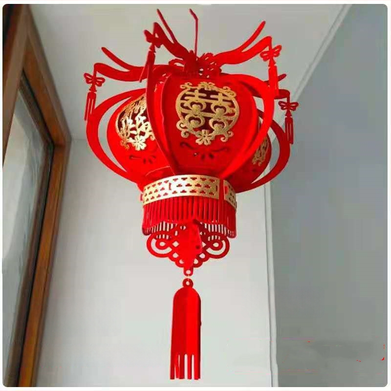 Vjenčana dekoracija sobe: lampion od netkanog materijala sa simbolom dvostruke sreće i leptira, crveni lampion, kreativni viseći ukras za dnevni boravak