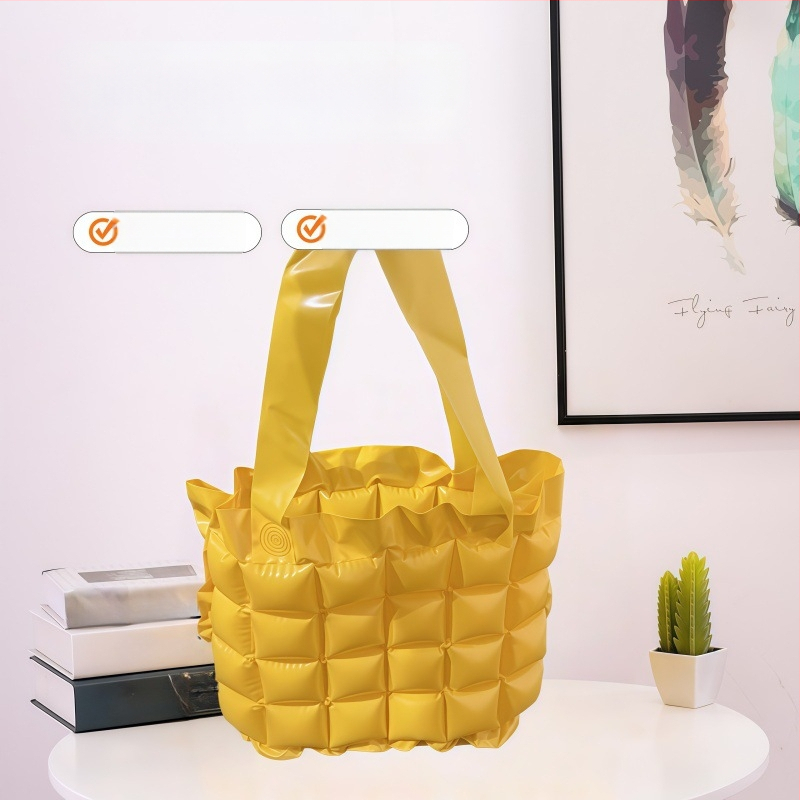 Žuta PVC nafukljiva torba za plažu, unisex vanjska putna torba, 36×30 cm